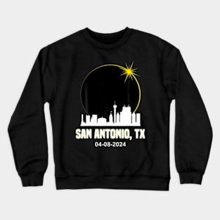 Solar Eclipse 2024 San Antonio Skyline Texas Solar Eclipse Crewneck Sweatshirt